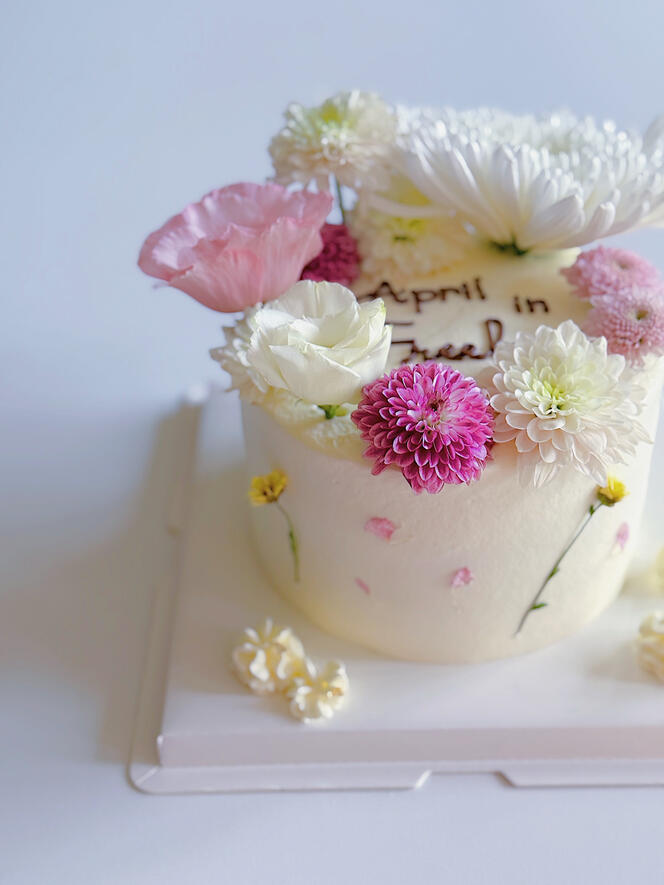 birthday cake with flowers on top and sides