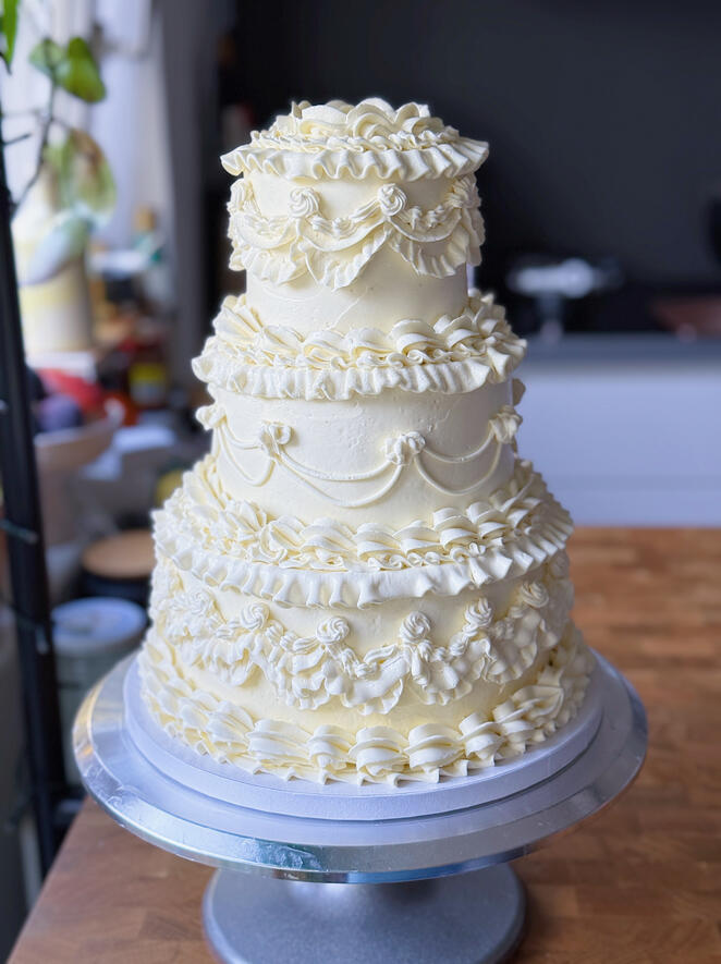 3 tier wedding white vintage cake