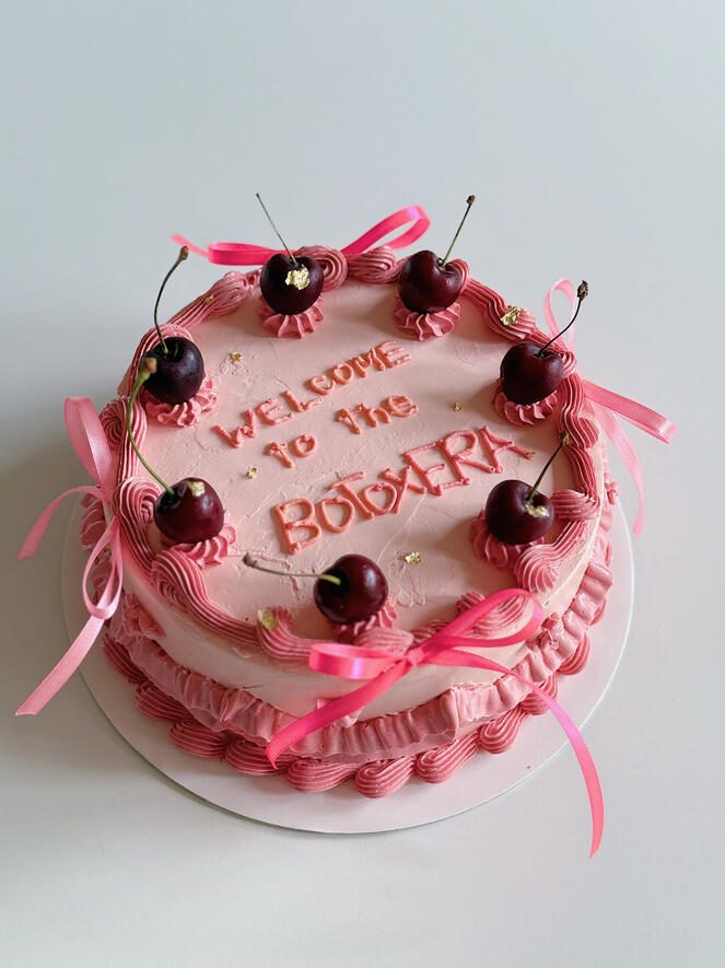 Eras taylor swift pink cherry bow vintage lambeth cake